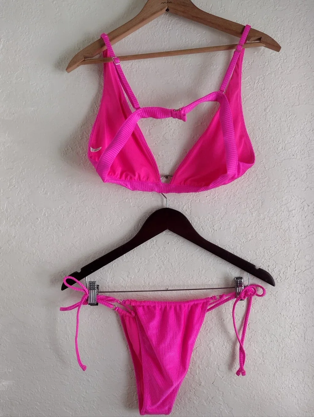 aerie Bright Hot Pink Tie-Side Bikini Set